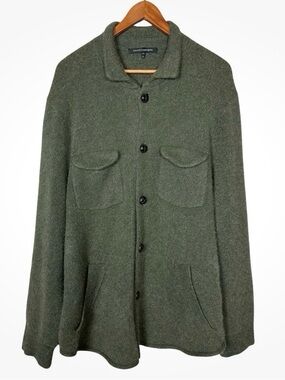 Naked Cashmere Mens XL Shirt Jacket Olive Green Button Up Long Sleeve Pockets